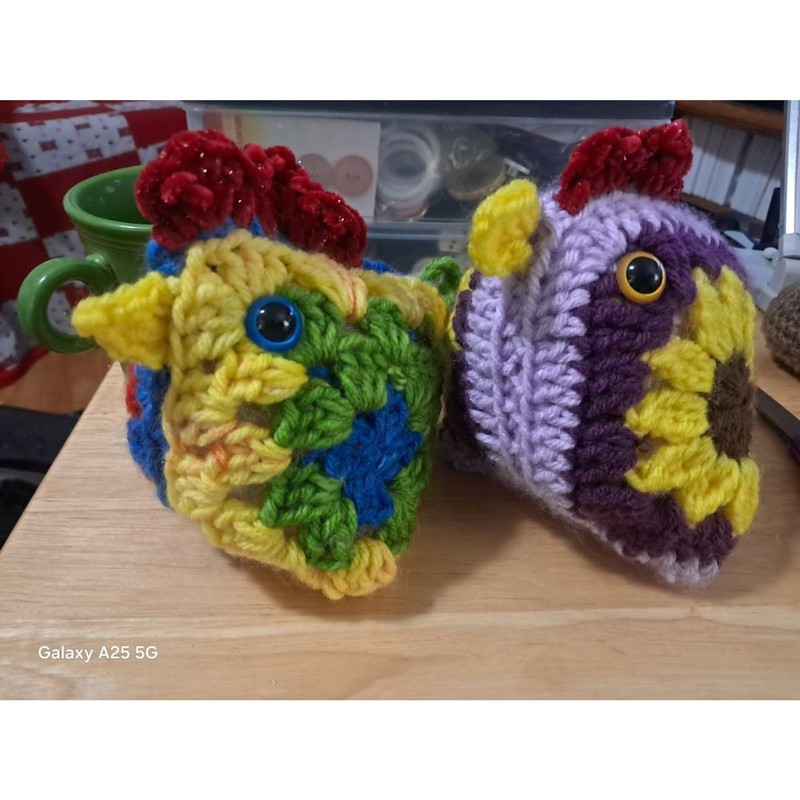 Crochet Granny Square Chickens Emotional Support Handmade to Order