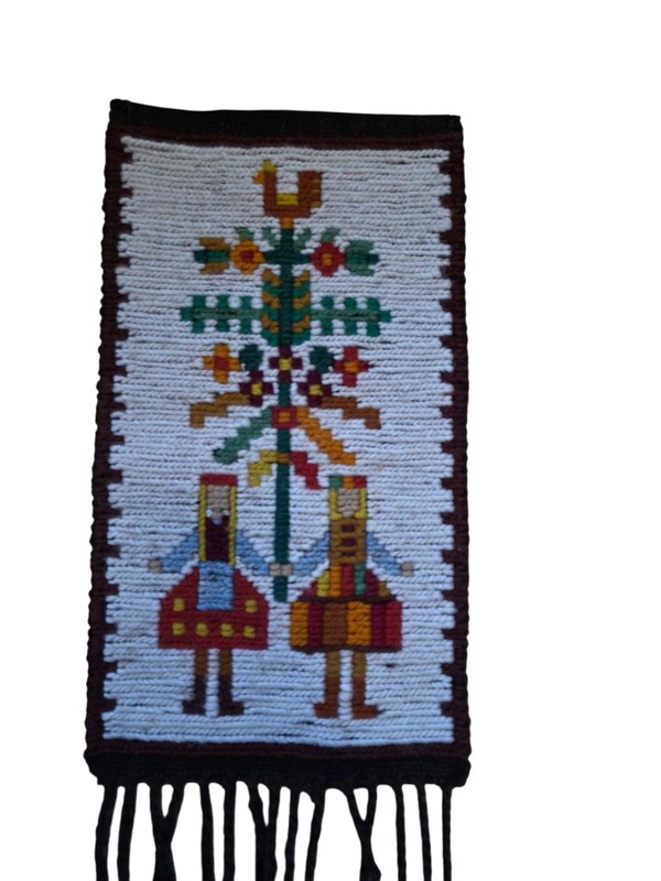 Vintage Scandinavian Swedish Folk Art Wall Hanging Wool Hand Woven Tapestry gallery