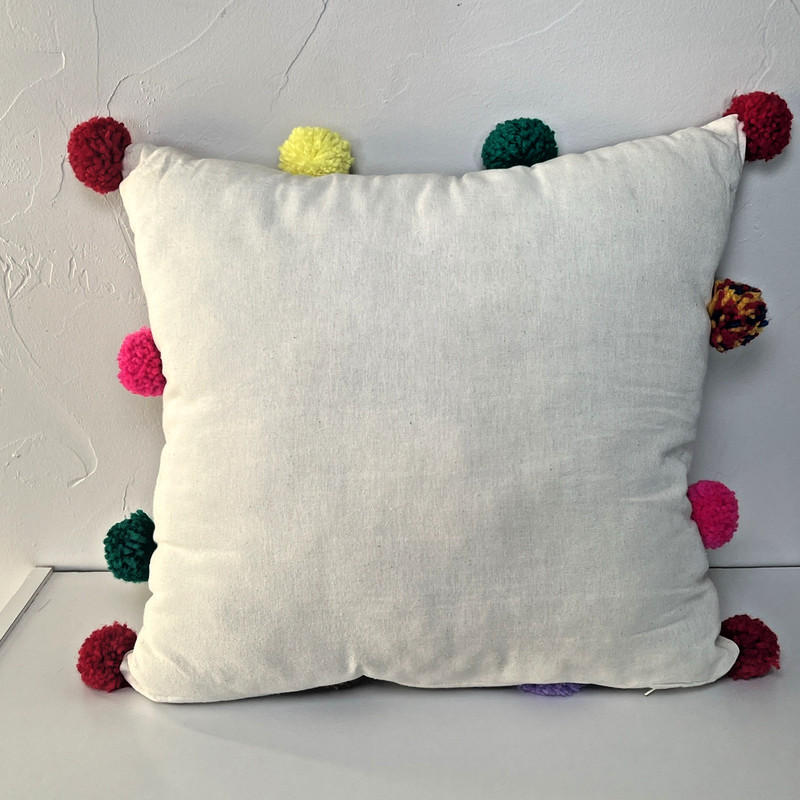 Eclectic Array Vibrant Colorful Cactus Accent Pillow Multicolor Pom-Pom (16x16) gallery