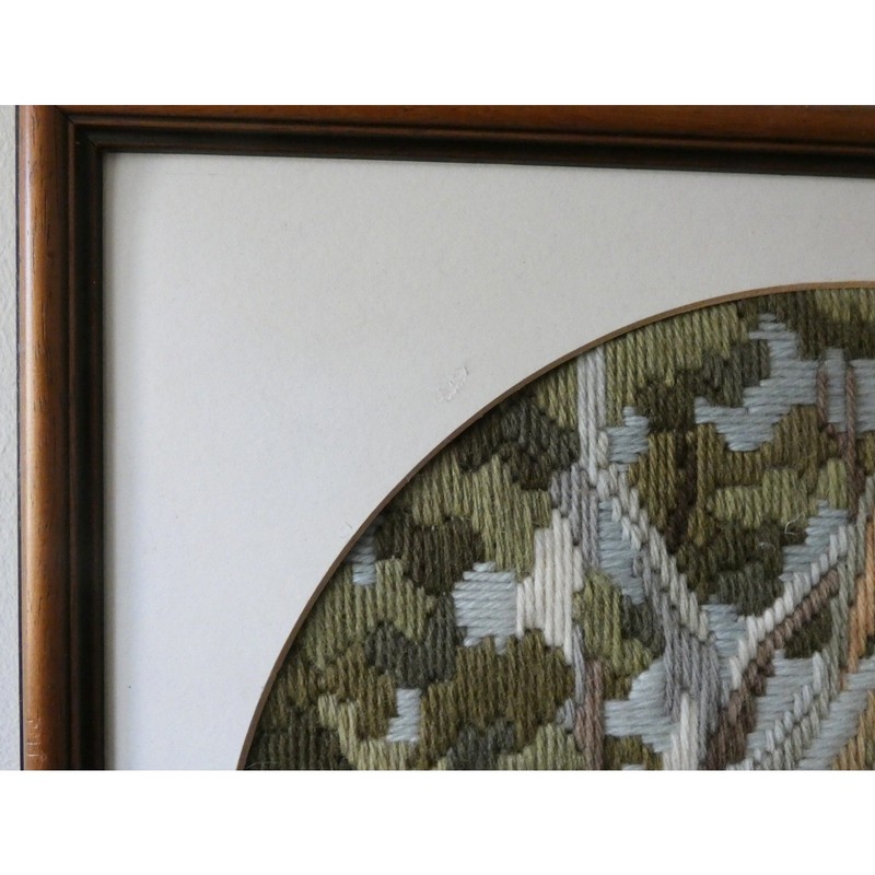 Vintage Framed Tapestry Embroidery Landscape Tree Scene Wall Decor gallery