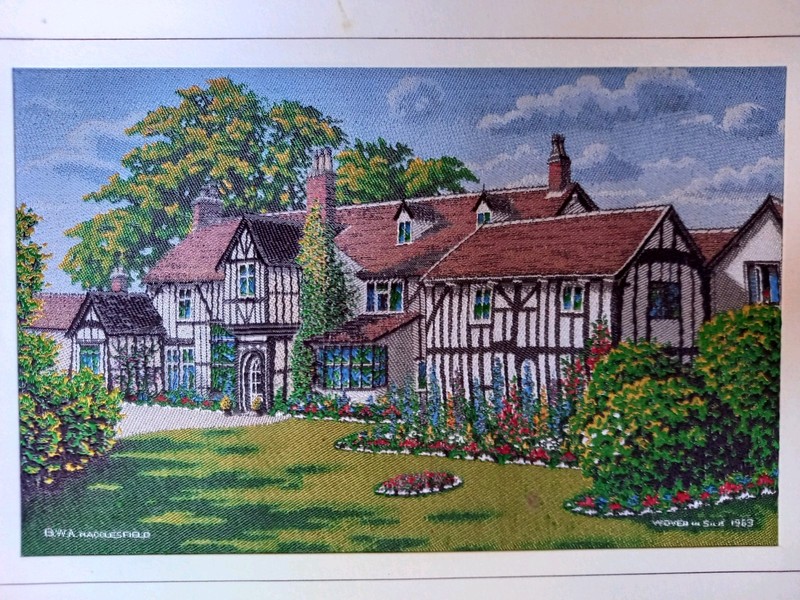 1963 Woven Silk Picture Brocklehurst Whiston GAWSWORTH OLD RECTORY