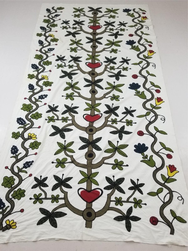 Antique Traditional Kashmiri Crewelwork Tree of Life Motif Textile Panel 295×152
