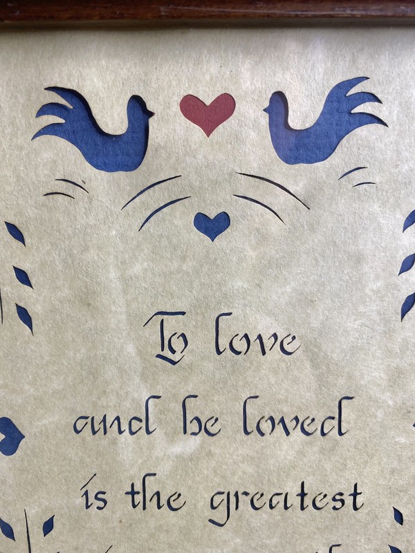 Vintage 1985 German Style Scherenschnitte Paper Art Love Birds & Hearts gallery