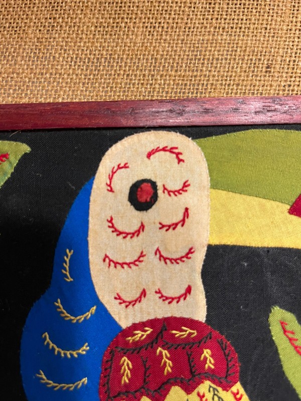 Tropical Applique Wall Art. Appliqué Parrot on Felt And Matted With Burlap. gallery