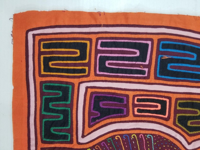 Vintage Traditional Kuna Mola Folk Art Applique Work Panel 34x29cm gallery