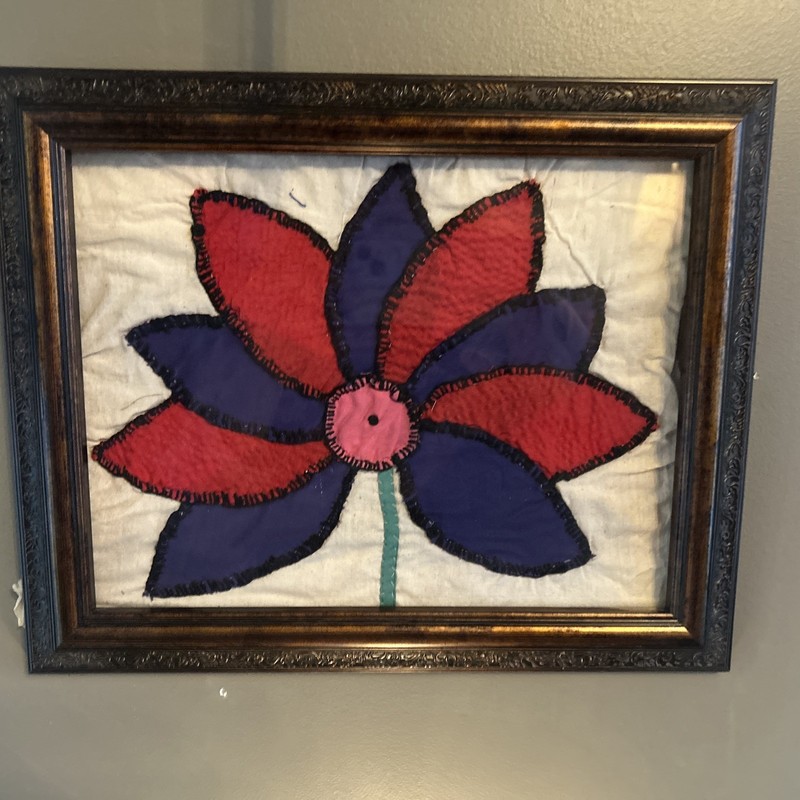 Vintage Framed Folk Textiles Woven & Sewn Fabric Art 13x11 gallery