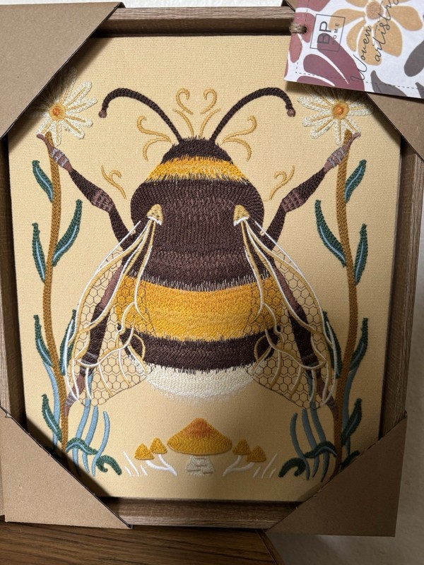 NWT BP Home 2 Piece Set Woven Wall Art Bee Butterfly 12 x 15 In Wall Decor Frame gallery