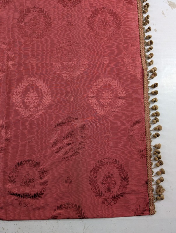 Antique French Silk Damask Curtain Wall Textile 85 × 50 in gallery