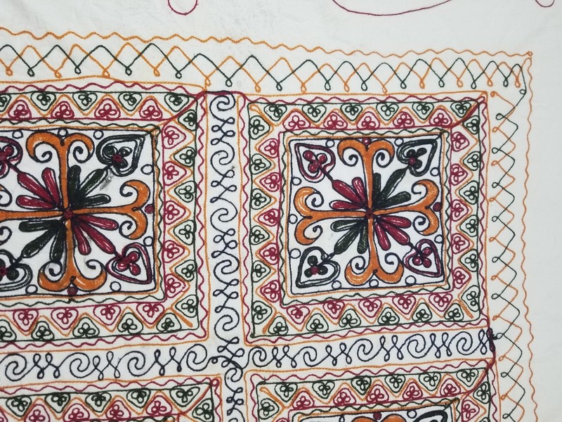Vintage Traditional Indian Hand Embroidered Floral Textile 225x200cm gallery