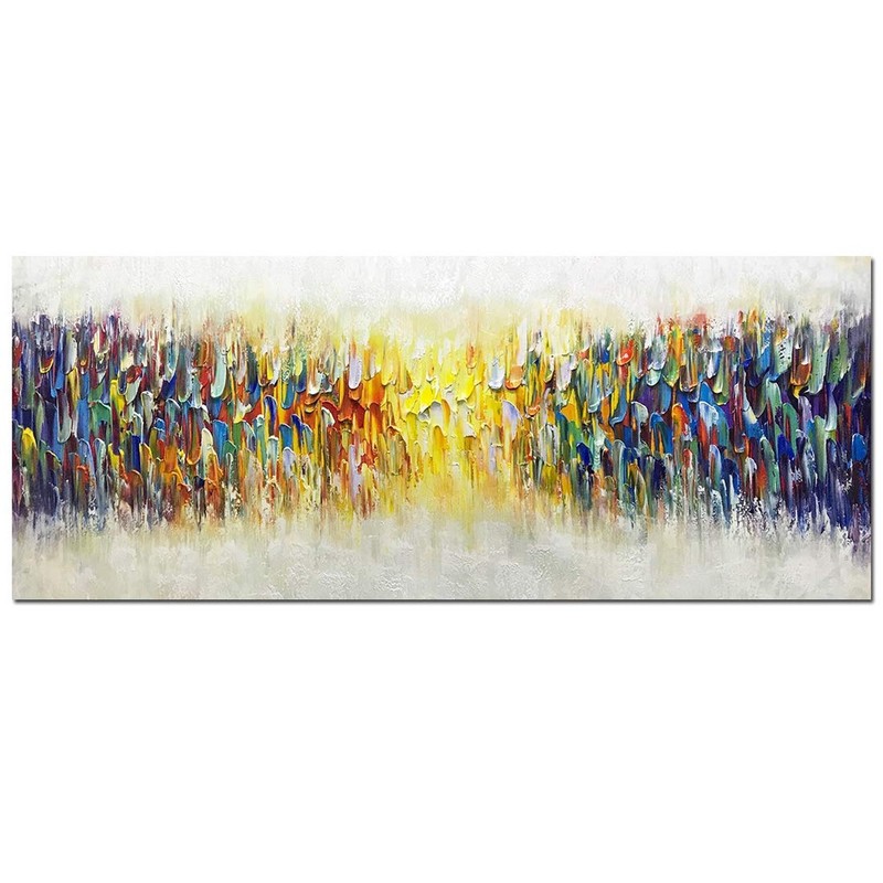AMEI Art,24x60Inch Large Size Knife Painted Texture Art Yellow White Abstract...