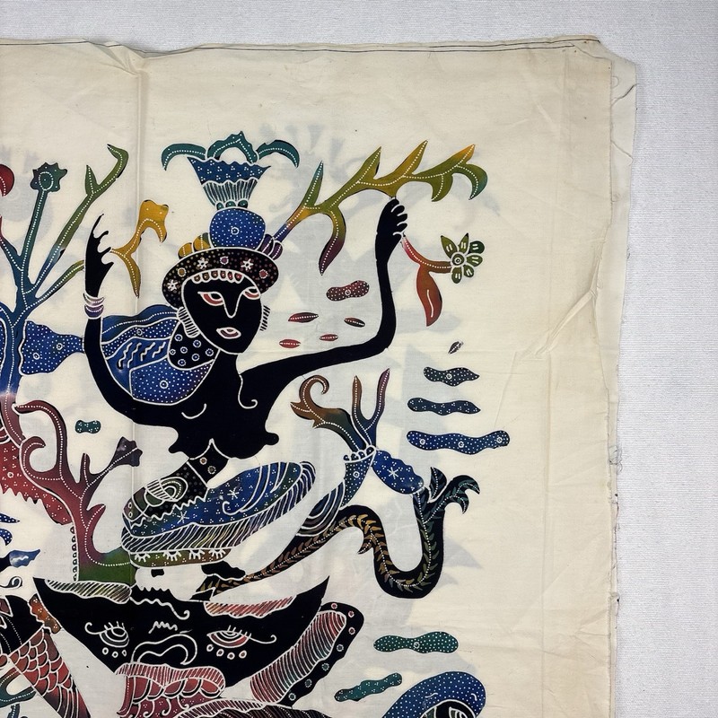 Asian, Balinese, Thai Ethnic Batik Textile Art Fabric 58x72 by MAR gallery