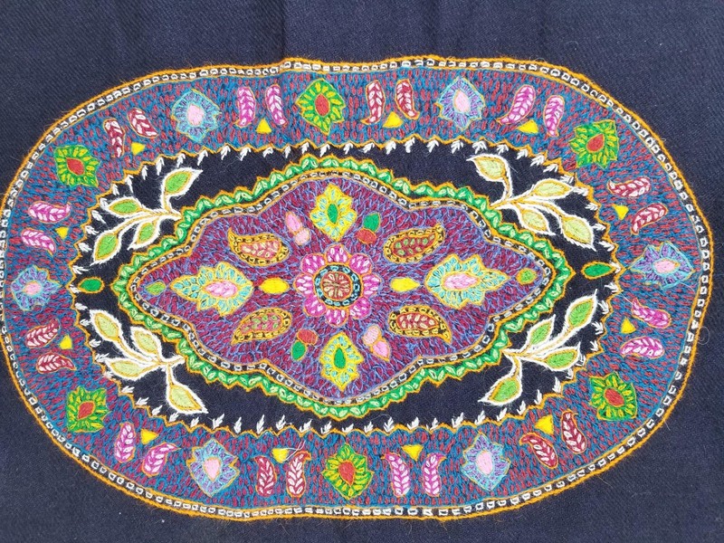 Vintage Traditional Kashmiri Handwoven Floral Motif Panel 46x45cm gallery