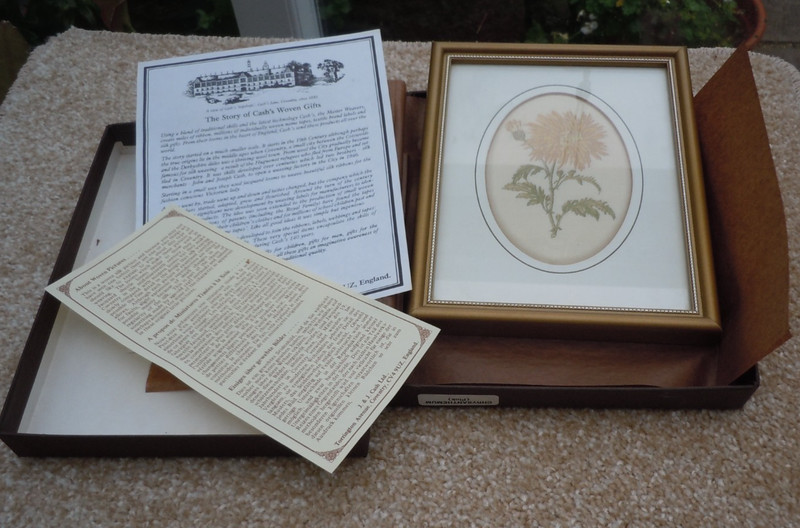 Cash's of Coventry Vintage Framed Silk Woven Picture Chrysanthemum NIB 17 x 13cm gallery