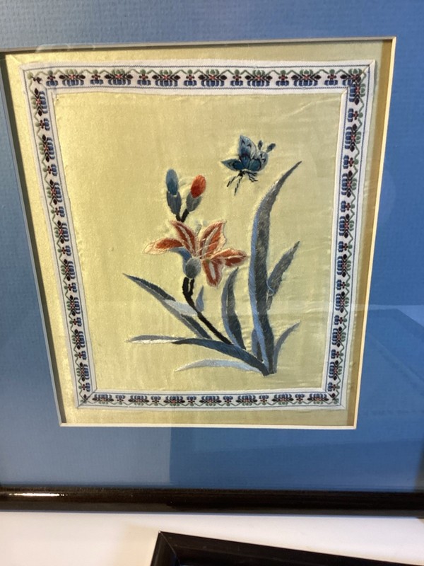 Handkerchiefs? Textiles Material 3 Floral Handcrafted Framed Wall Art 12” X 11” gallery