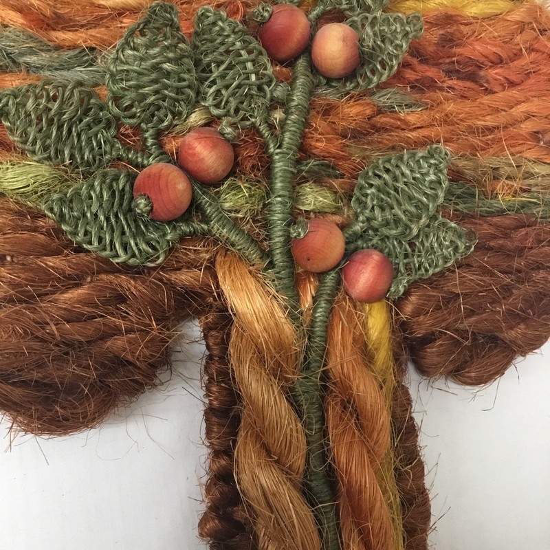 Vintage 1970s Fiber Art Tree Of Life Round Wall Hanging, MCM, 14.5 X21” gallery