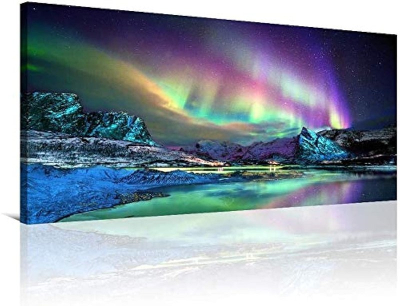 RUISHI Aurora Borealis Canvas Wall Art Northern Lights Prints Painting Artwor…