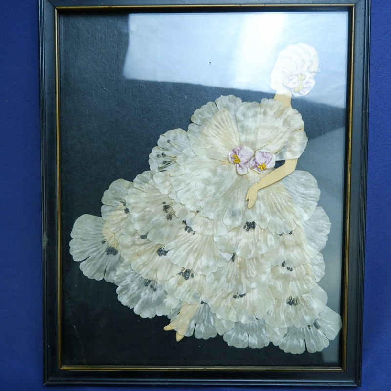 Antique Art Deco Ribbon Lady/Paper Doll Framed Picture 1920-30's gallery