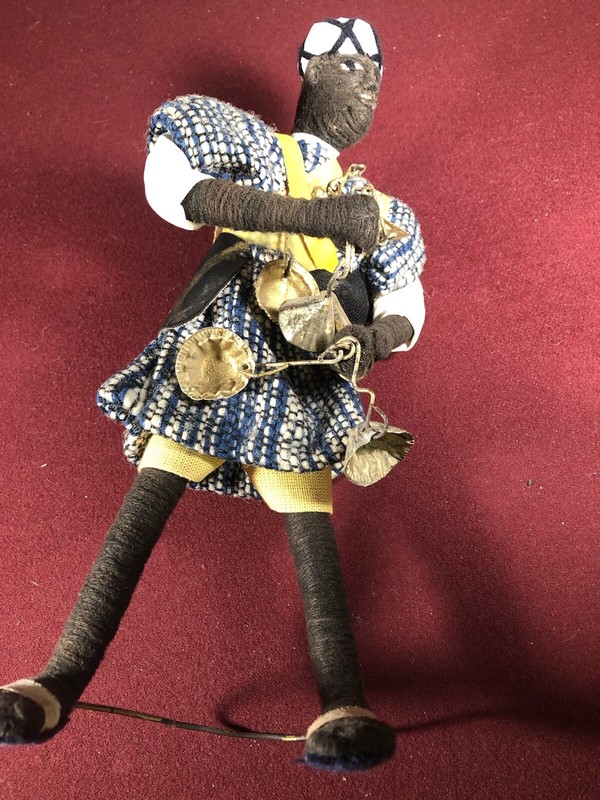 Moroccan Leather Wool Tin Wired Intention Doll. Very Well Made. Eleven Inches. gallery