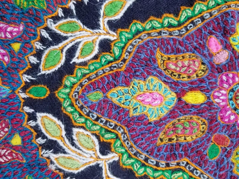 Vintage Traditional Kashmiri Handwoven Floral Motif Panel 46x45cm gallery
