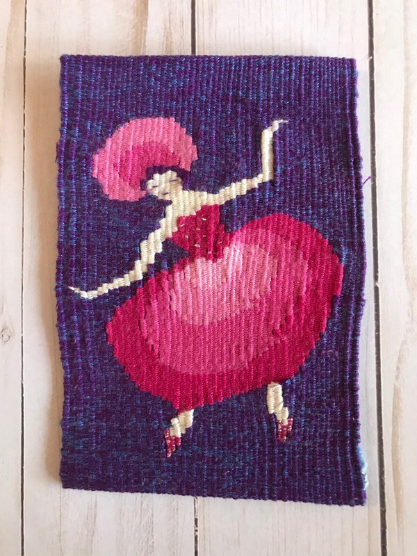 VTG HANDWOVEN Ballerina Dancer TAPESTRY WALL ART TEXTILE FOLK Walter Blumenau