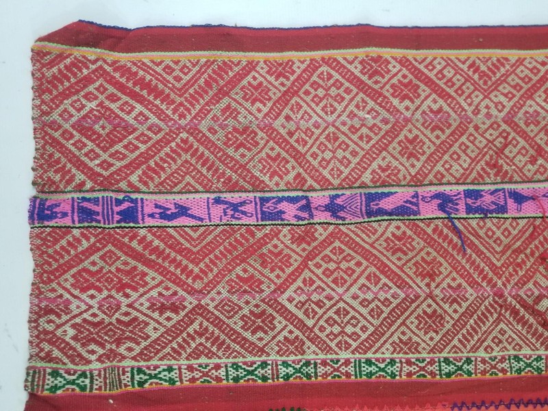 Vintage Peruvian Andean Handwoven Multicolor Manta Textile 51x38in gallery