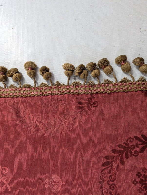 Antique French Silk Damask Curtain Wall Textile 85 × 50 in gallery