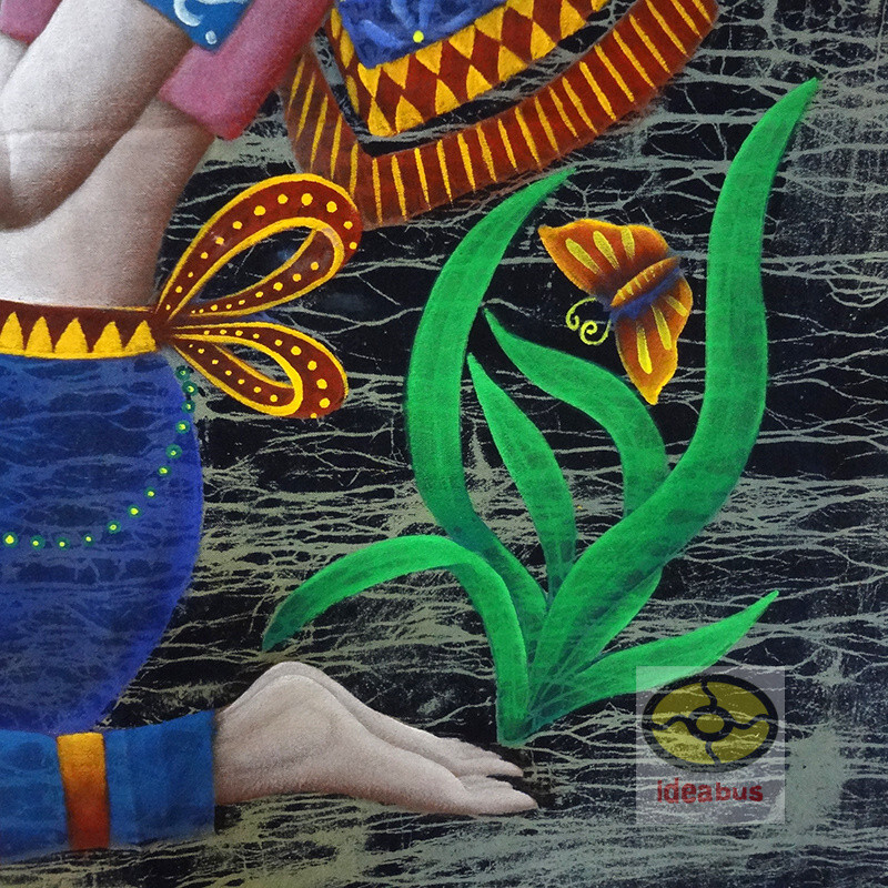 Art Home Wall Hanging Oil-painting style Batik Tapestry -Butterfly & Girl 44x33" gallery