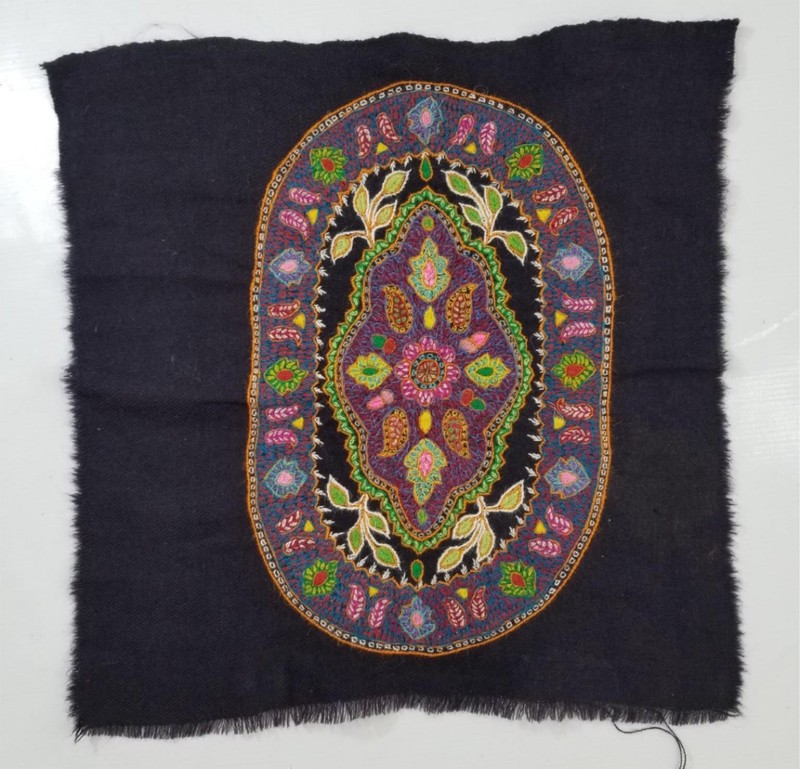 Vintage Traditional Kashmiri Handwoven Floral Motif Panel 46x45cm