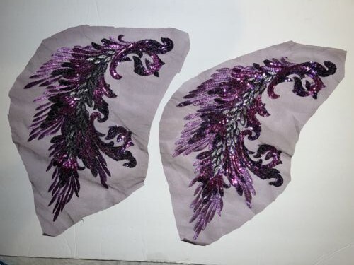 7 New Sequin Appliques for Clothing Sewing 2 red, 2 purple, 3 blue 16"x9.5" gallery