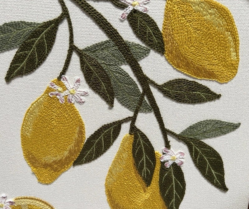 New BP Home Textile Embroidery LEMONS Wall Art Decor 15” X 12” gallery