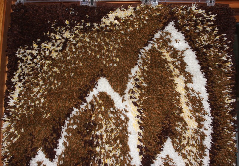 Vintage~RYA~Brown~Large~HOOKED~Shag Rug~WALL HANGING~MCM~40" x 66"~SO C@@L! gallery