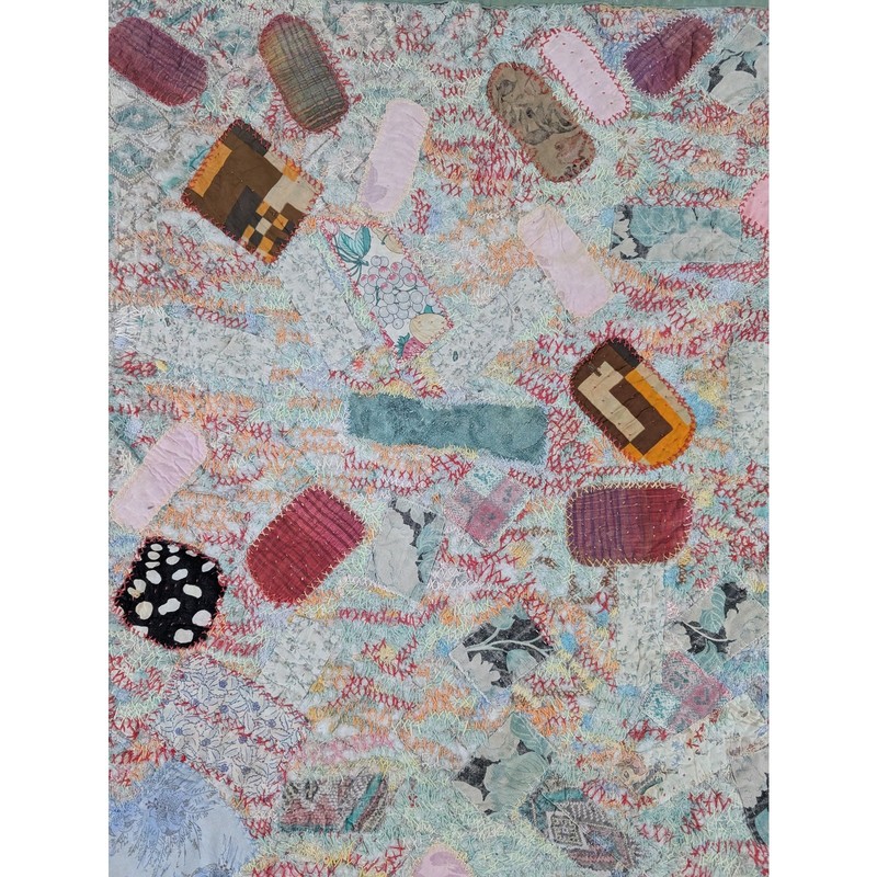 Vintage Victorian Style Handmade Patchwork Multicolor Textile 57x31in gallery