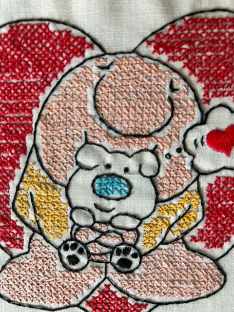 Embroidered Framed Ziggy Art from the 80s, "Love is the Answer" gallery