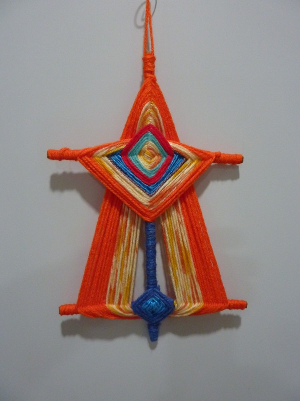 Vintage Woven Wall Hanging BOHO MANDALA 11 X 7''