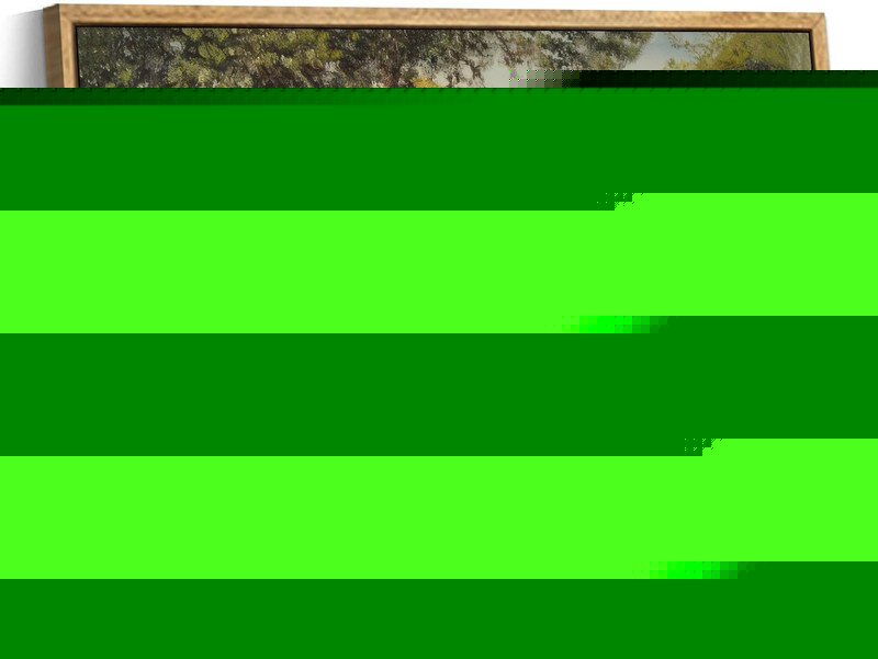 Framed Vintage Canvas Wall Art Poplars Stream Nature Landscape Painting Pictu...