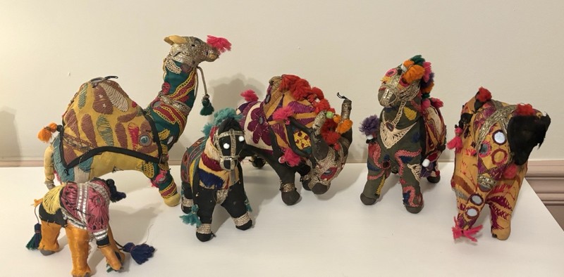 Vintage India Folk Art Camel Bull Elephant Horse Hand Woven BOHO Rajasthan Lot