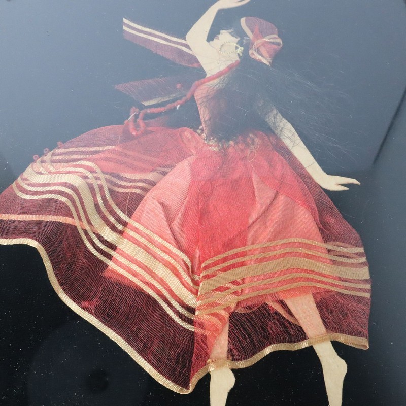 Antique Silhouette Art Silk Hair Fibers Foil Tinsel Dancer 3D Boudoir Art Deco gallery