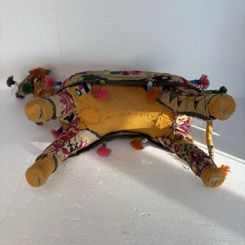 Vintage India Folk Art Camel Woven Fabric Mirrors Beads BOHO Rajasthan 15” READ gallery