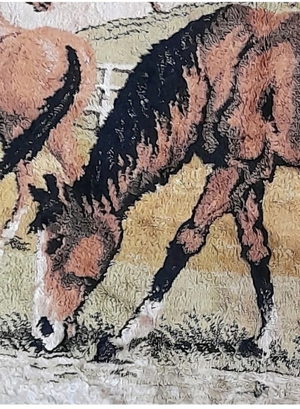 Italian Vintage Velvet Horse Tapestry Wall Hanging Rug Equestrian Scene gallery