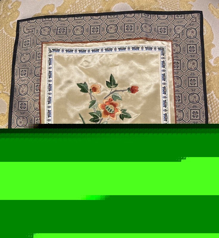 (123) Chinese Or Peruvian Floral Butterfly Silk Embroidered Textile 10.5×11.5”