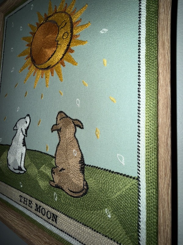 BP Woven Artistry "The Moon" and The Sun” Tarot Card Embroidery Art 15"x12” gallery