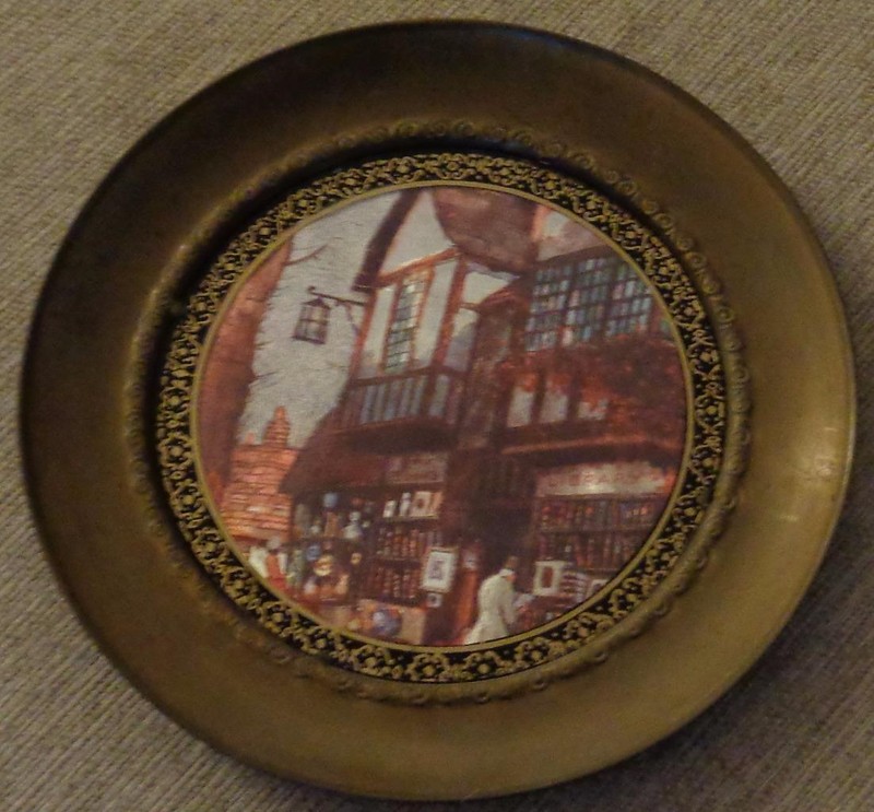 WONDERFUL Vintage Solid Brass Framed English Foil Art – 1950’s BRASS WALL PLATE