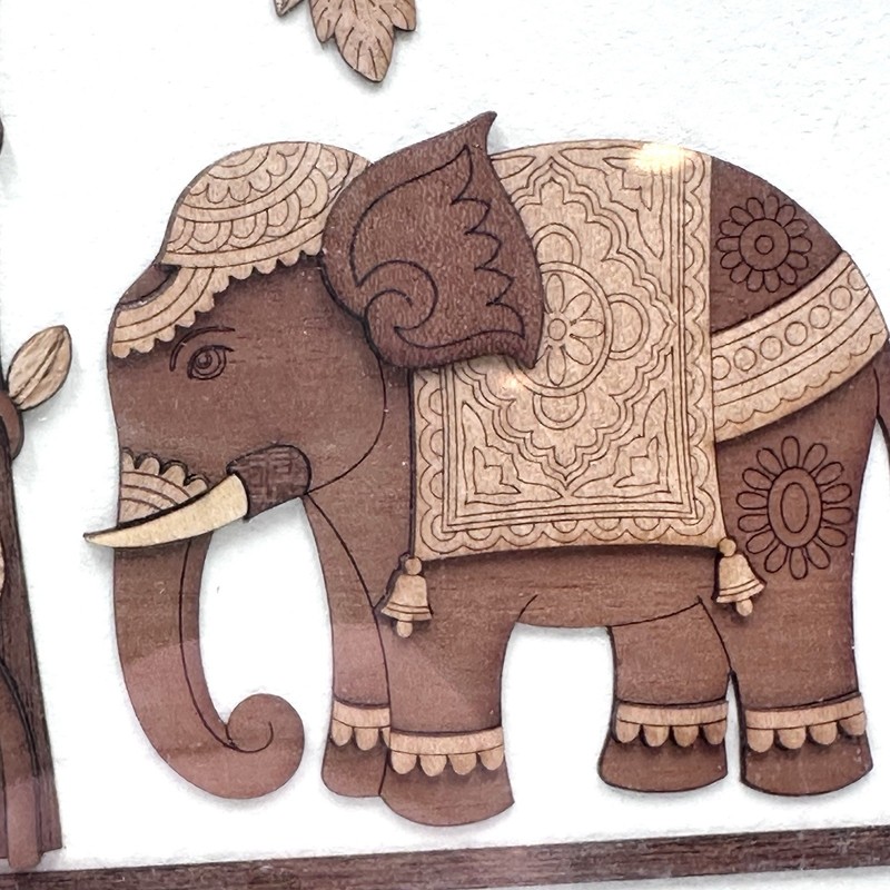 Framed India Elephant Artwork Various Natural Wood Types & Colors Boho Wall Art gallery