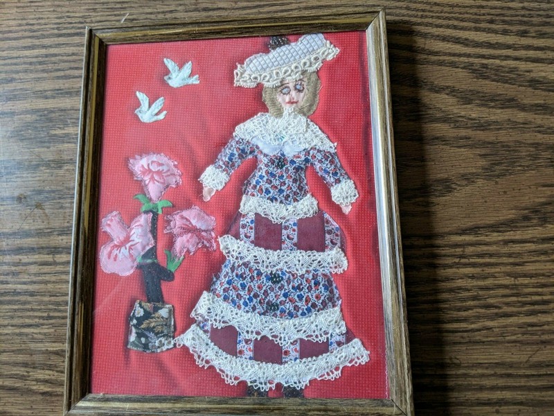 Folk Art Handmade Fabric Sewn Victorian Woman #2 Picture