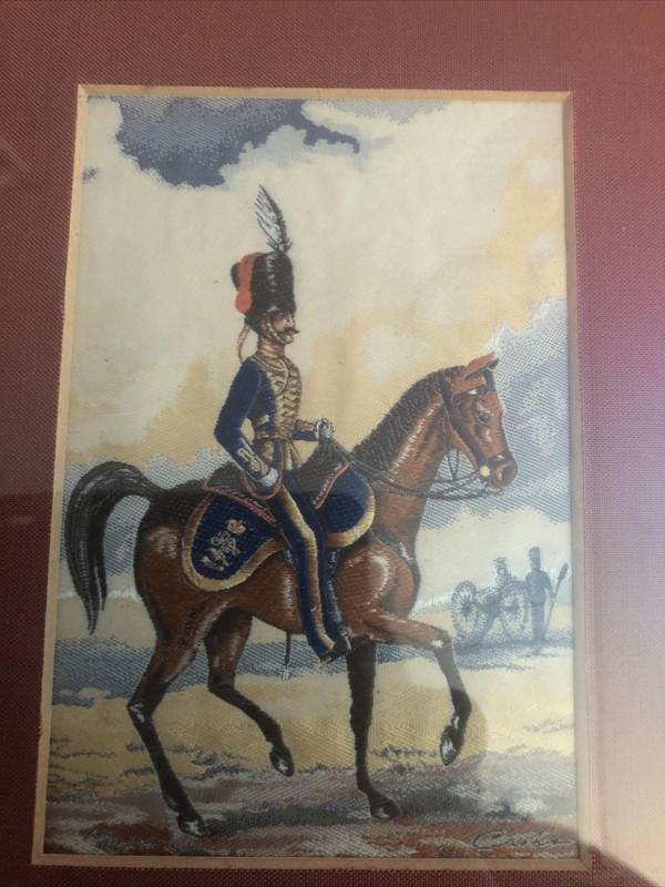 Vintage Framed Cashs Woven Silk Picture. Officer of the Royal Horse Artillery gallery