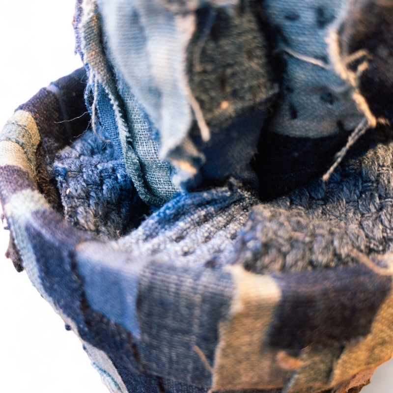 Handmade Indigo-Dyed Boro Fabric Mini Cactus | Unique Home Décor 1 gallery