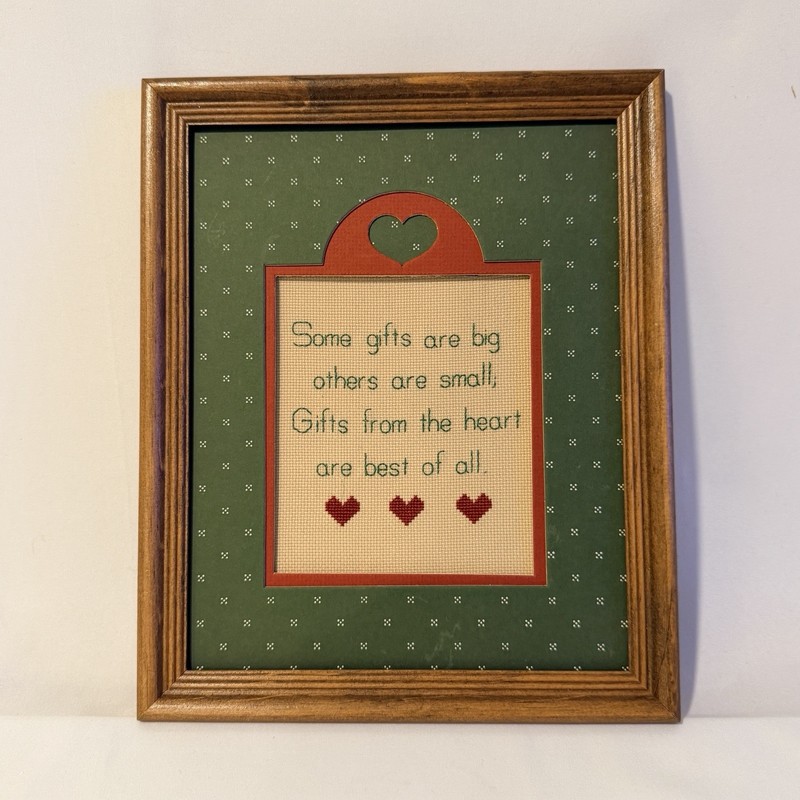 Vintage Original Cross Stitch Gifts From The Heart Custom Framed Art Cottage