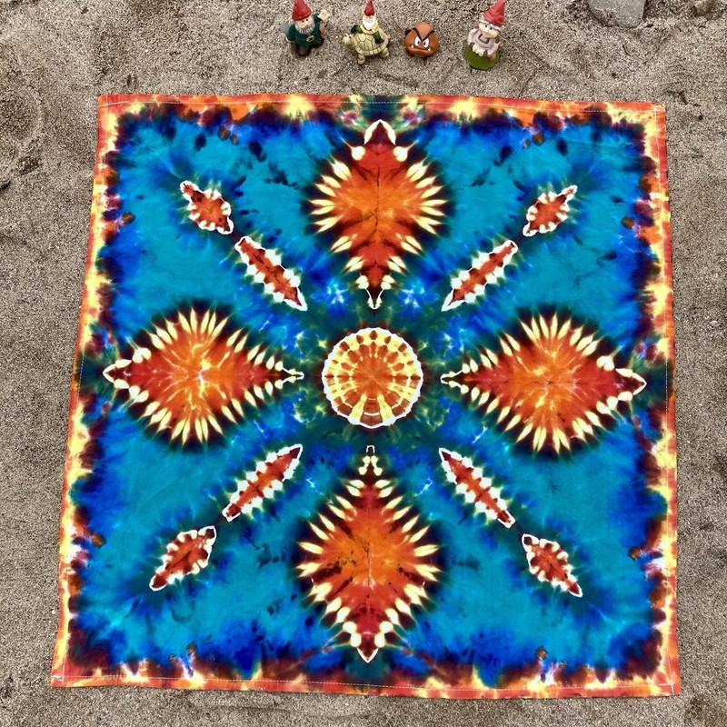 Handmade Tie Dye Mandala Flower Small Tapestry on 100% Cotton