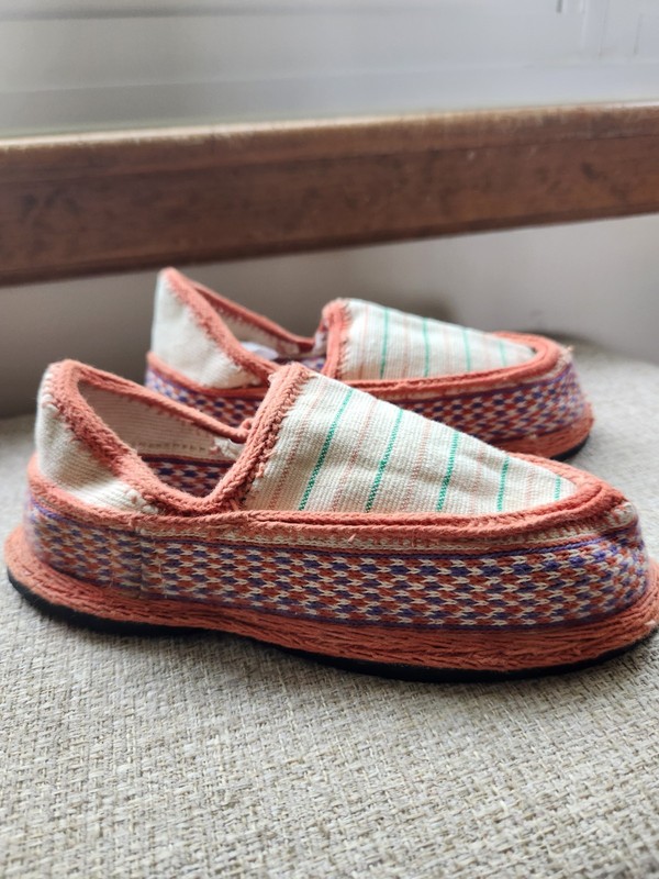Vtg Persian Galesh Handwoven Slip On Shoes Kalash Ethnic Folk Textile Art Giveh