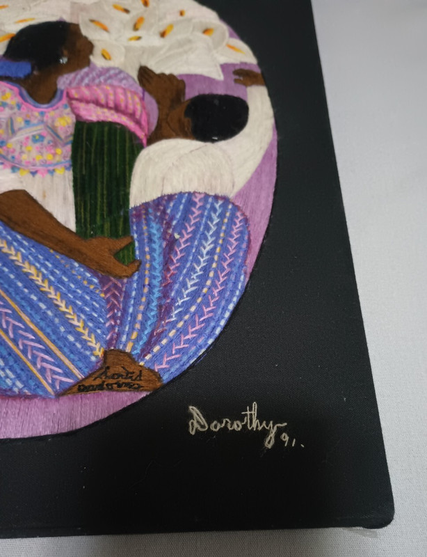 Vintage, Hand Stitched, Mother & Child, Wall Art, 10 x 14, Wood Stretched gallery